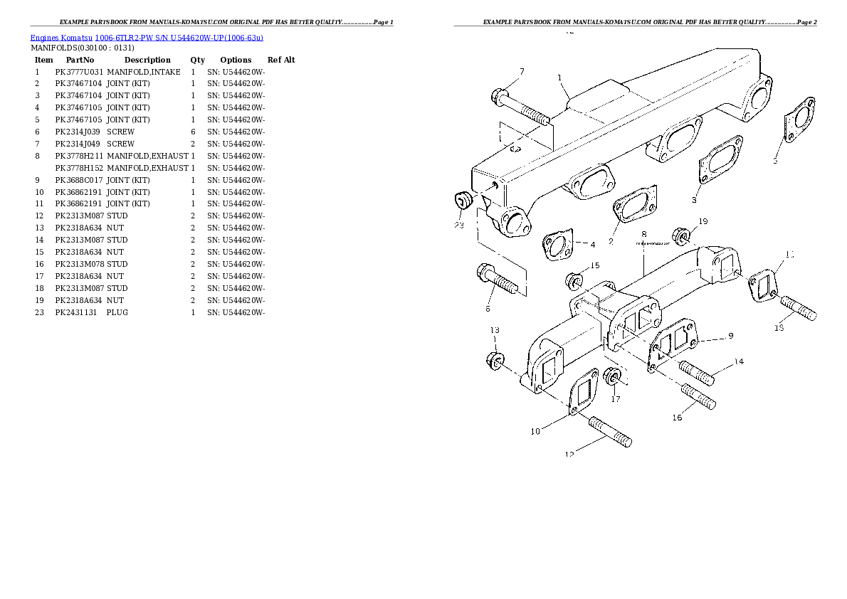 Protected: 1006-6TLR2-PW S/N U544620W-UP Partsbook