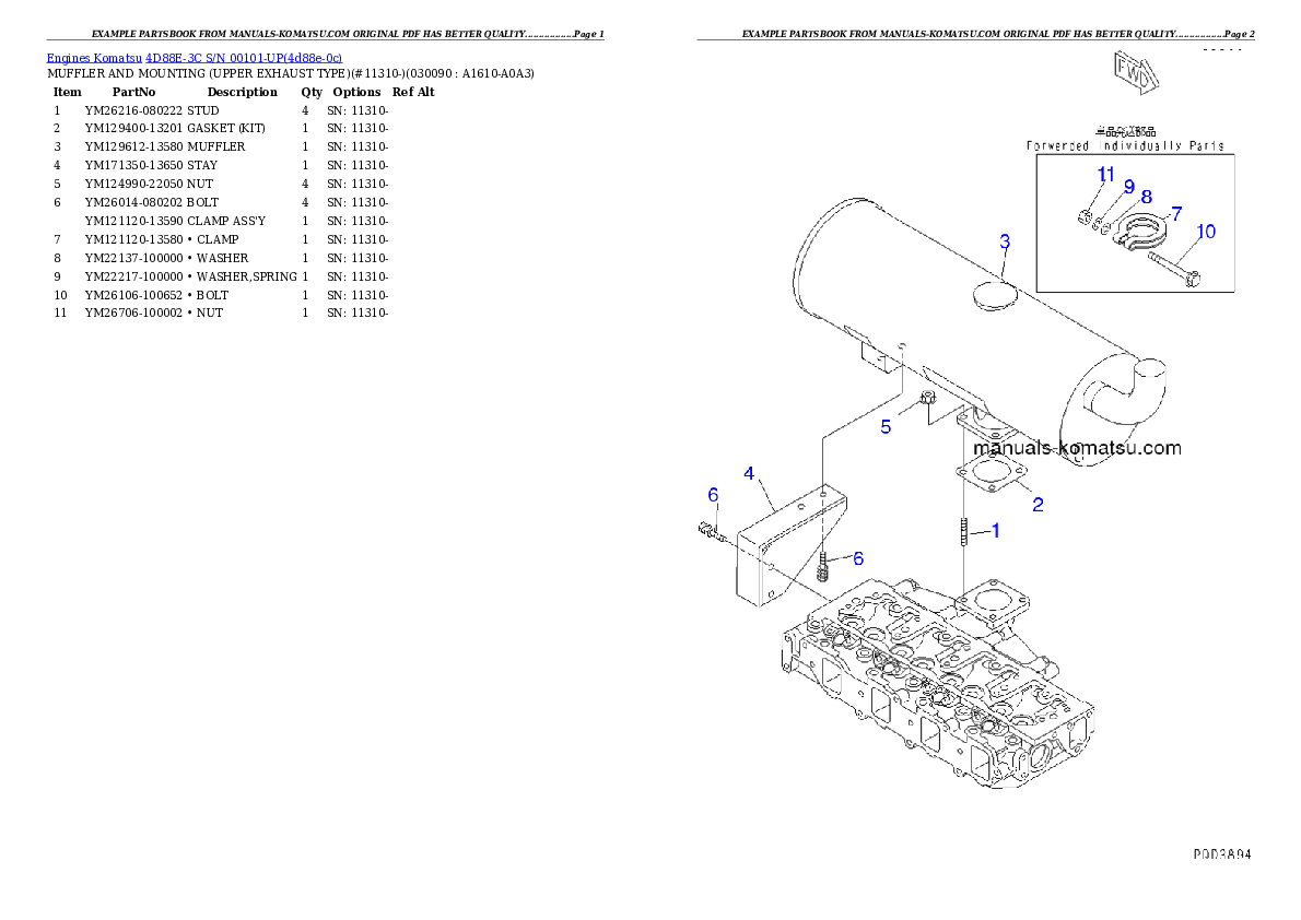 Protected: 4D88E-3C S/N 00101-UP Partsbook