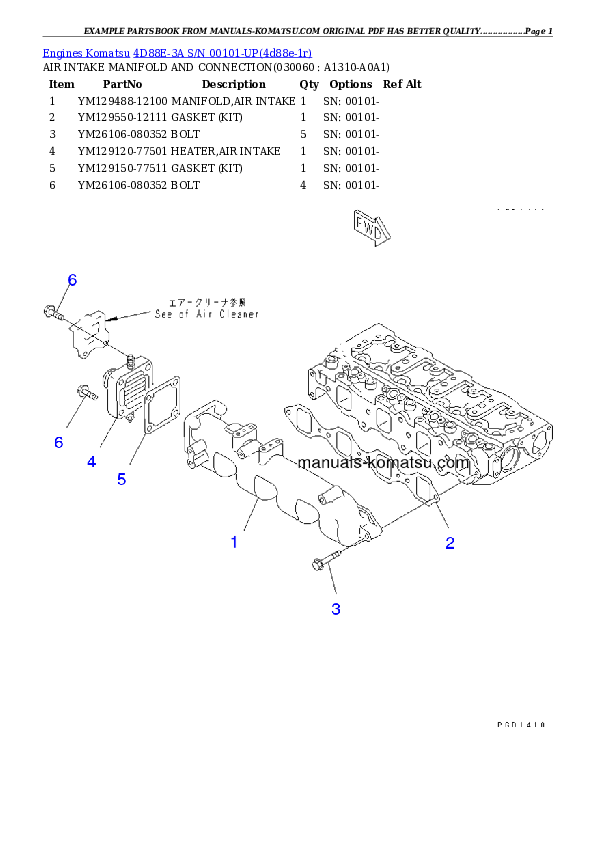 Protected: 4D88E-3A S/N 00101-UP Partsbook