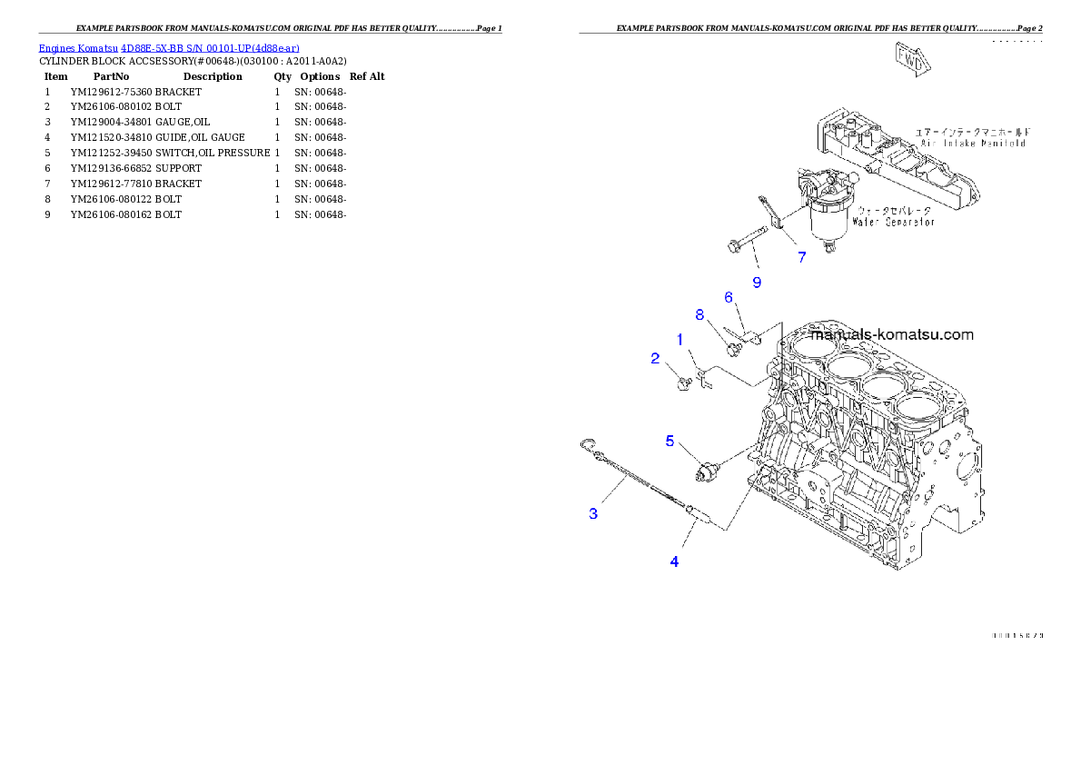 Protected: 4D88E-5X-BB S/N 00101-UP Partsbook
