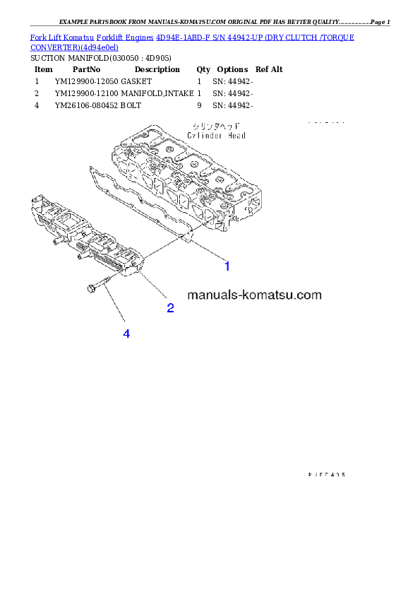 Protected: 4D94E-1ABD-F S/N 44942-UP (DRY CLUTCH /TORQUE CONVERTER) Partsbook
