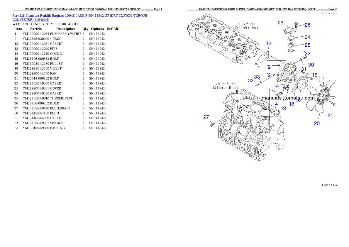 Protected: 4D94E-1ABD-F S/N 44942-UP (DRY CLUTCH /TORQUE CONVERTER) Partsbook