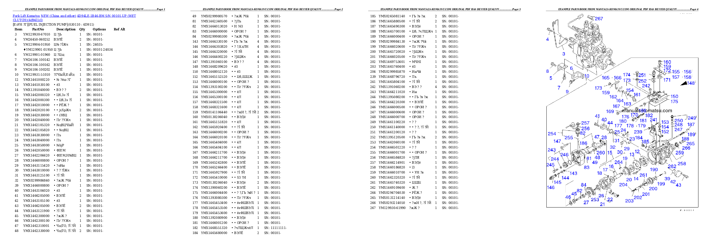 Protected: 4D94LE-1B46-BM S/N 00101-UP (WET CLUTCH) Partsbook