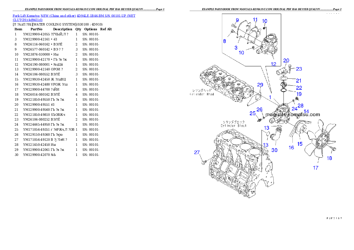 Protected: 4D94LE-1B46-BM S/N 00101-UP (WET CLUTCH) Partsbook