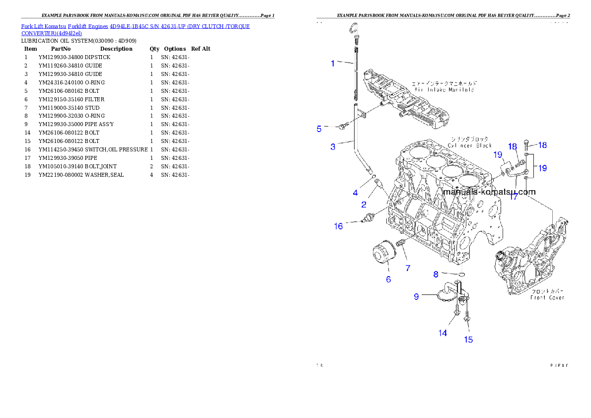 Protected: 4D94LE-1B45C S/N 42631-UP (DRY CLUTCH /TORQUE CONVERTER) Partsbook