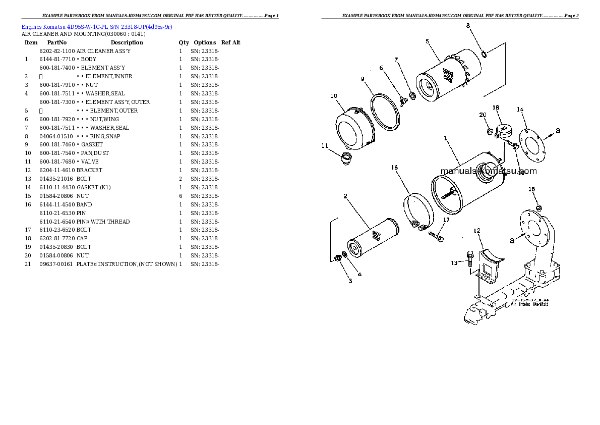 Protected: 4D95S-W-1G-PL S/N 23318-UP Partsbook