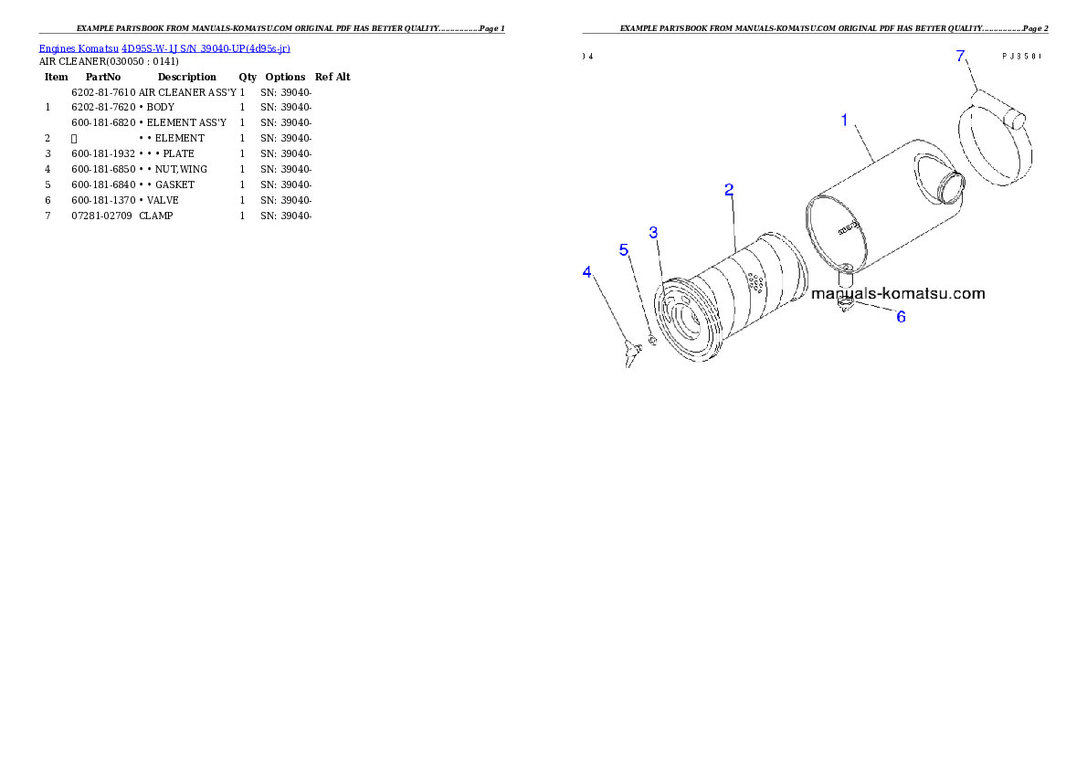 Protected: 4D95S-W-1J S/N 39040-UP Partsbook