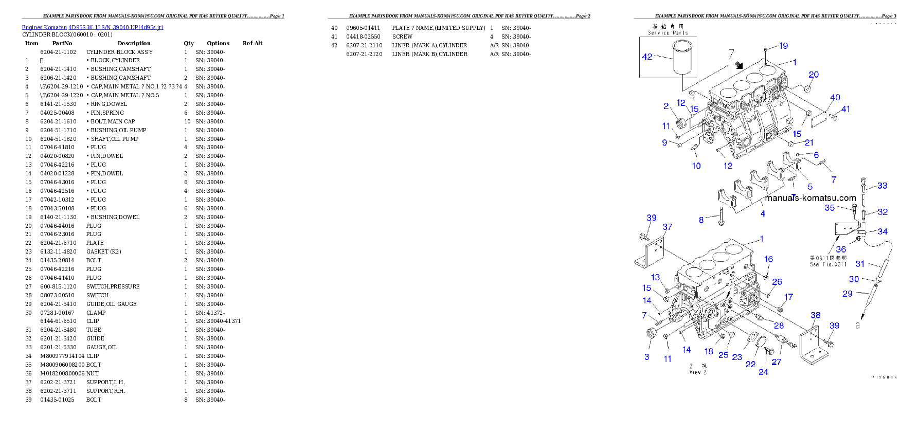 Protected: 4D95S-W-1J S/N 39040-UP Partsbook