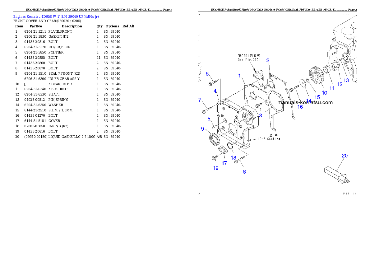Protected: 4D95S-W-1J S/N 39040-UP Partsbook