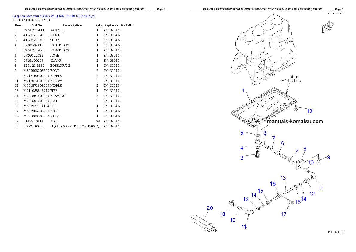 Protected: 4D95S-W-1J S/N 39040-UP Partsbook