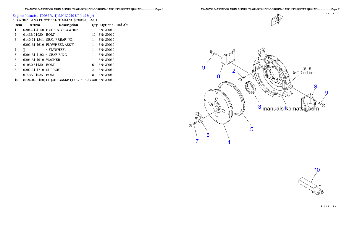 Protected: 4D95S-W-1J S/N 39040-UP Partsbook