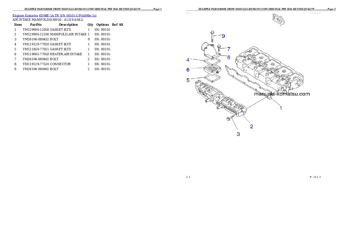 Protected: 4D98E-1A-TR S/N 00101-UP Partsbook