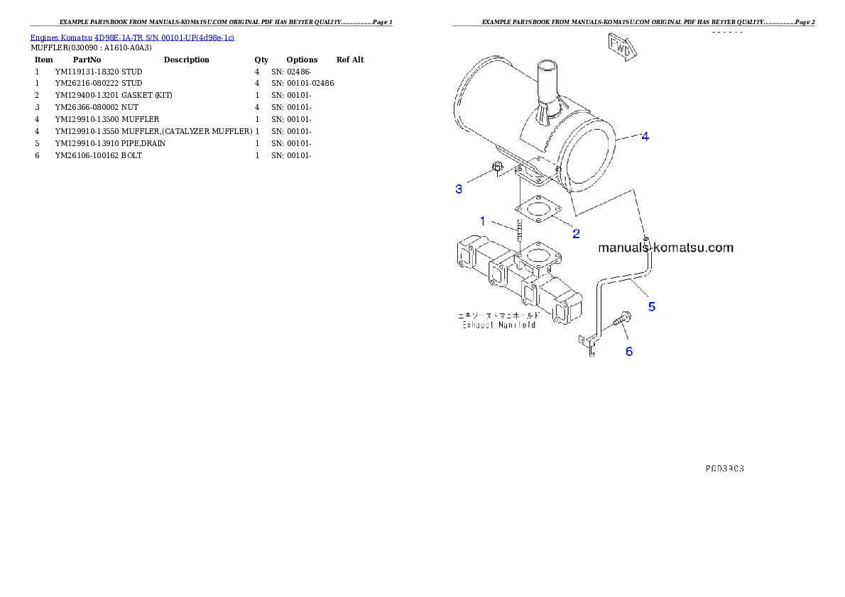 Protected: 4D98E-1A-TR S/N 00101-UP Partsbook