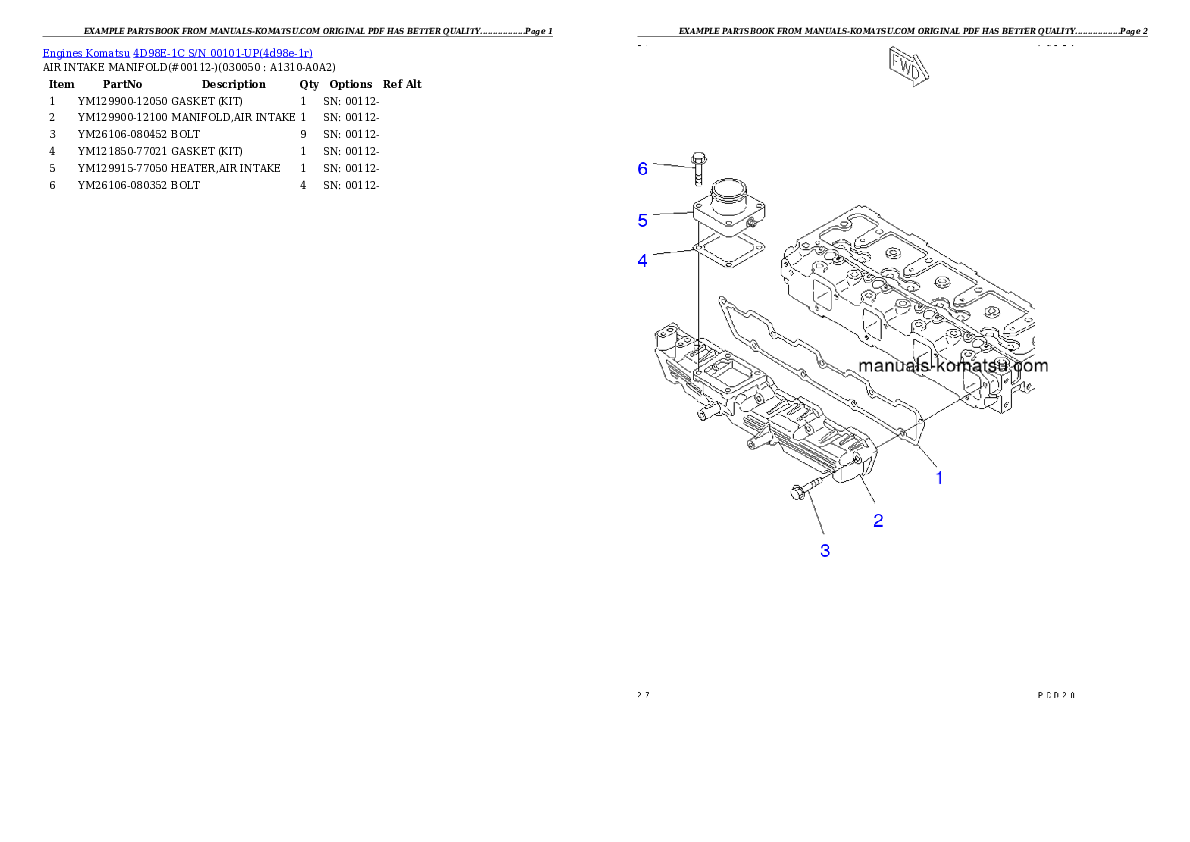 Protected: 4D98E-1C S/N 00101-UP Partsbook