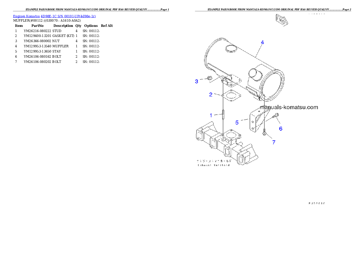 Protected: 4D98E-1C S/N 00101-UP Partsbook
