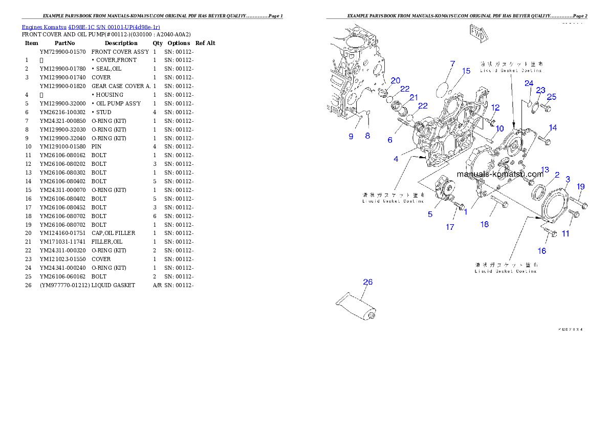 Protected: 4D98E-1C S/N 00101-UP Partsbook