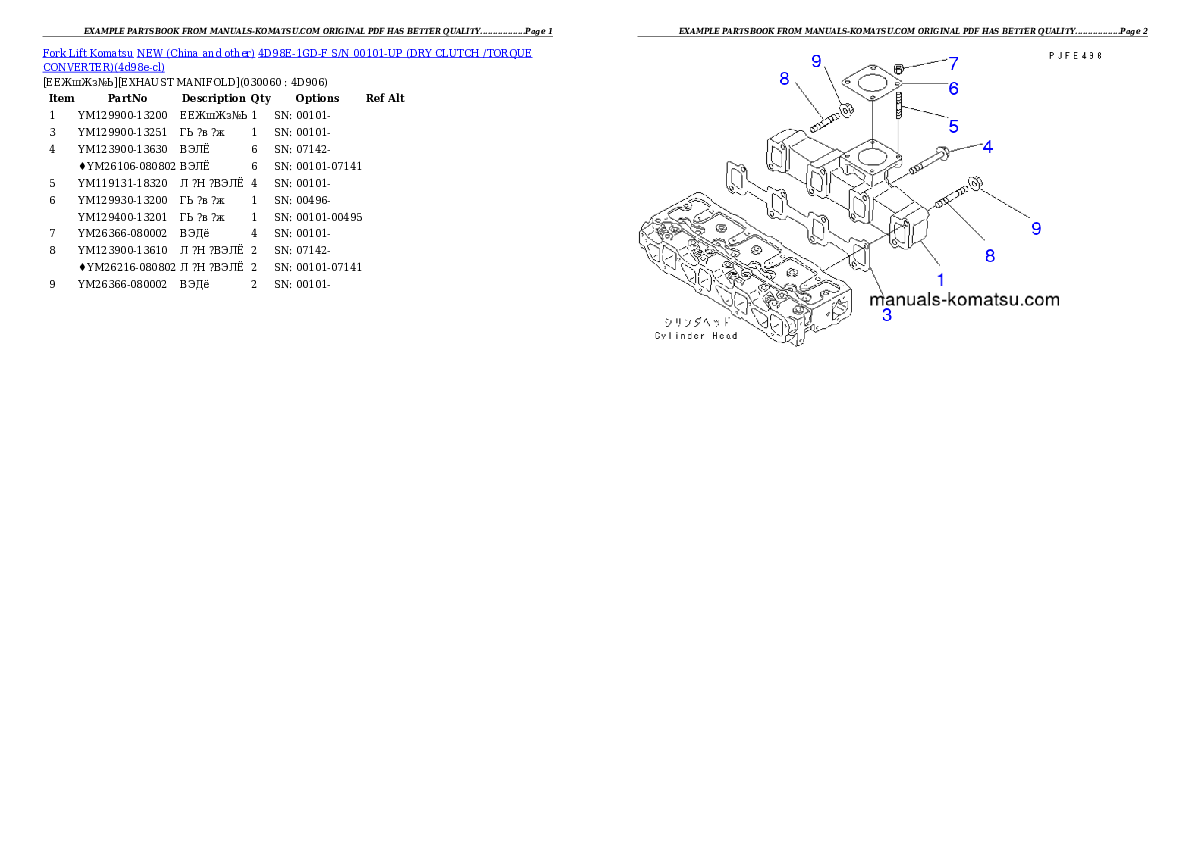 Protected: 4D98E-1GD-F S/N 00101-UP (DRY CLUTCH /TORQUE CONVERTER) Partsbook