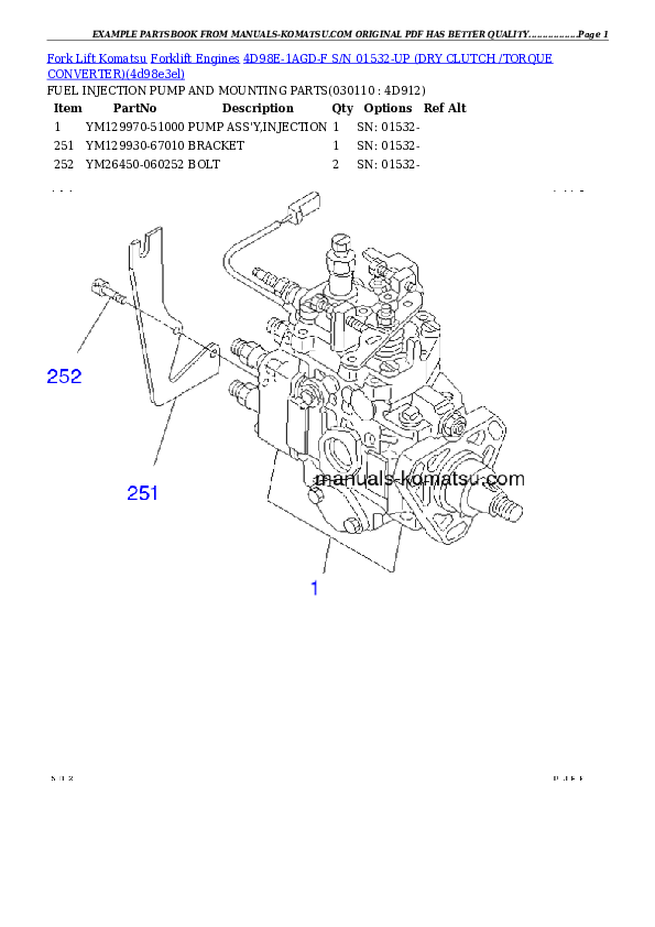 Protected: 4D98E-1AGD-F S/N 01532-UP (DRY CLUTCH /TORQUE CONVERTER) Partsbook