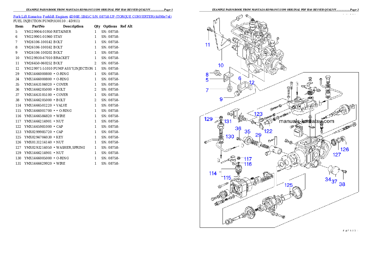 Protected: 4D98E-1B45C S/N 08758-UP （ﾄﾙｸｺﾝﾊﾞｰﾀ） Partsbook