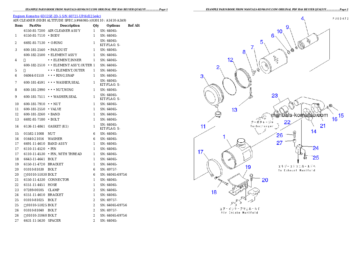 Protected: 6D125E-2D-5 S/N 60721-UP Partsbook