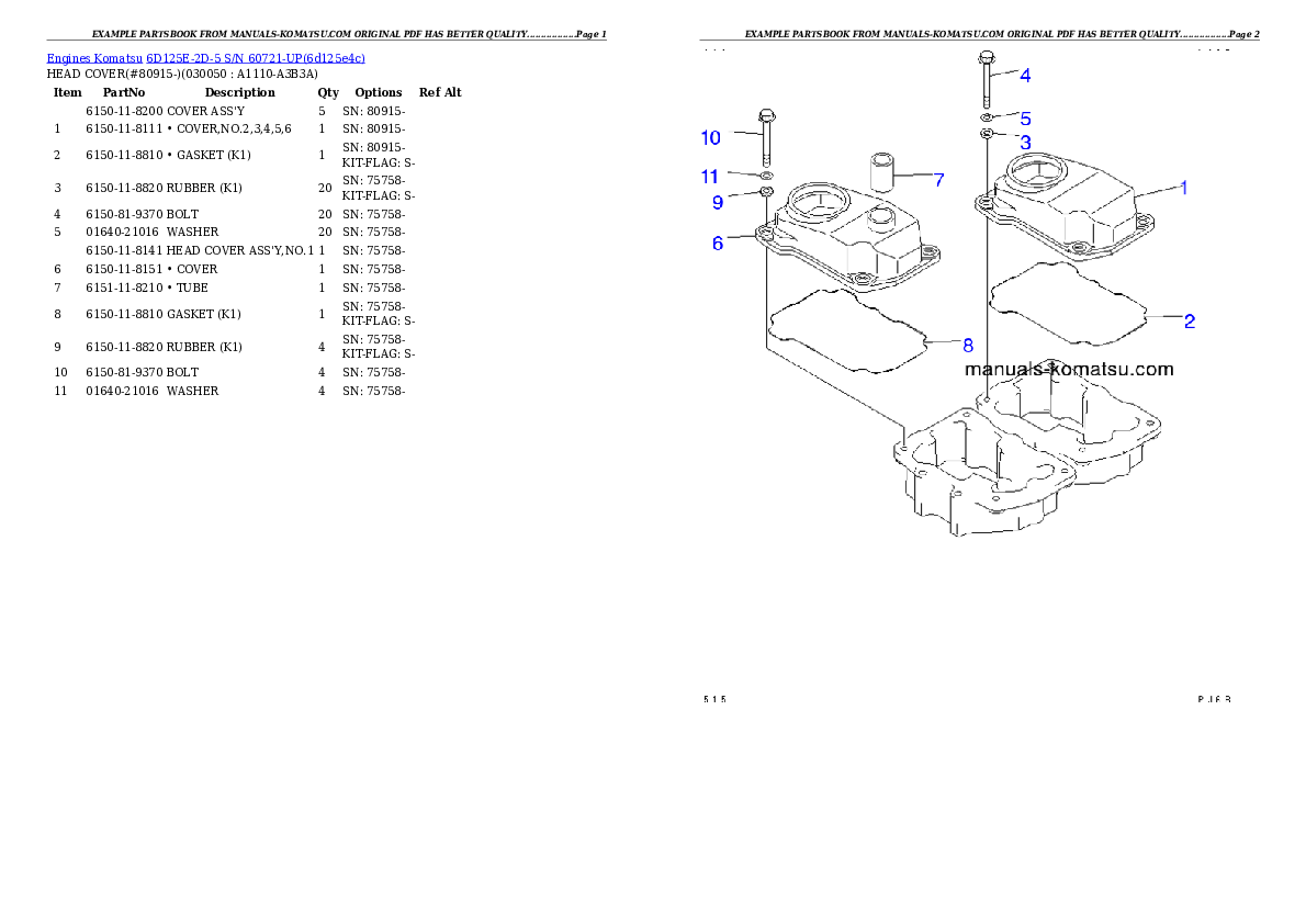 Protected: 6D125E-2D-5 S/N 60721-UP Partsbook