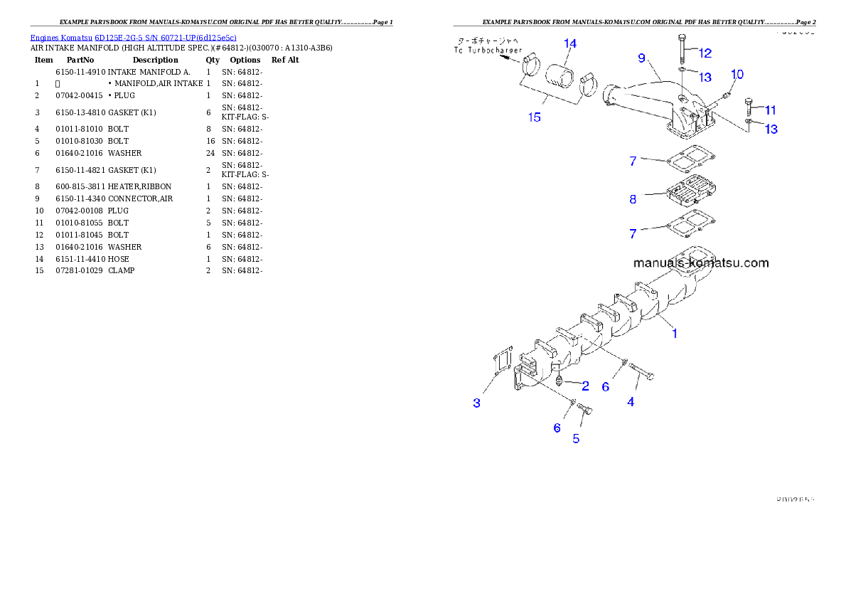 Protected: 6D125E-2G-5 S/N 60721-UP Partsbook