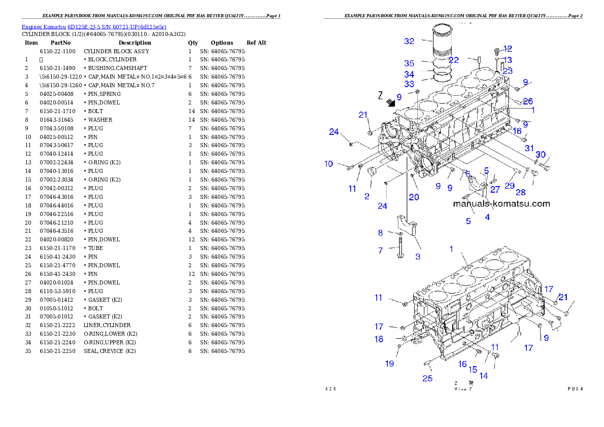 Protected: 6D125E-2J-5 S/N 60721-UP Partsbook