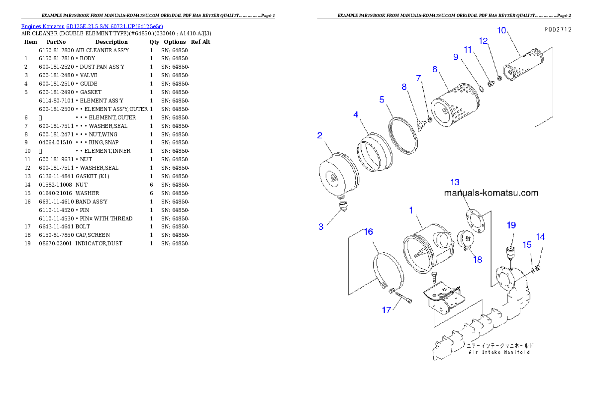 Protected: 6D125E-2J-5 S/N 60721-UP Partsbook