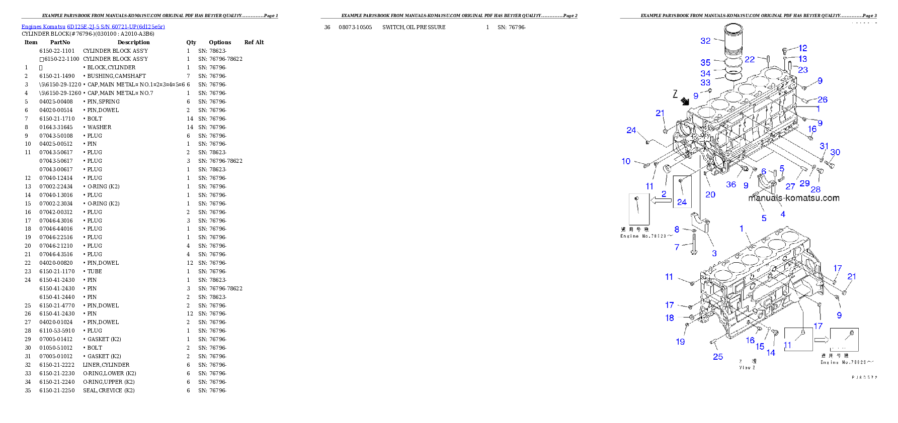Protected: 6D125E-2J-5 S/N 60721-UP Partsbook