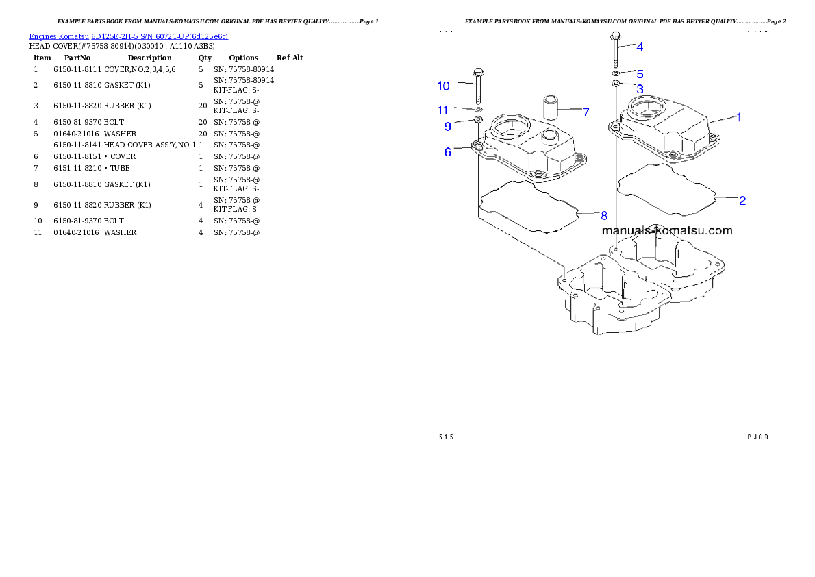 Protected: 6D125E-2H-5 S/N 60721-UP Partsbook