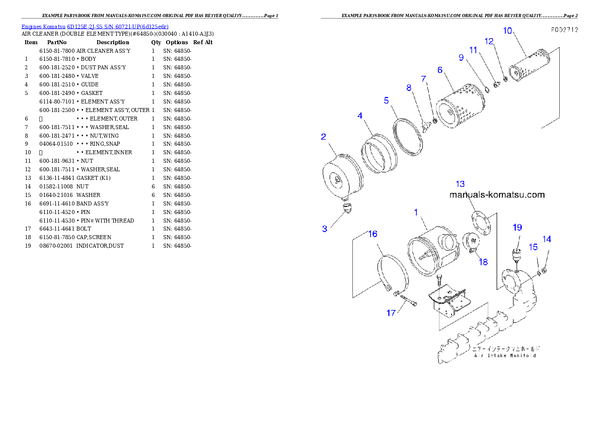 Protected: 6D125E-2J-S5 S/N 60721-UP Partsbook