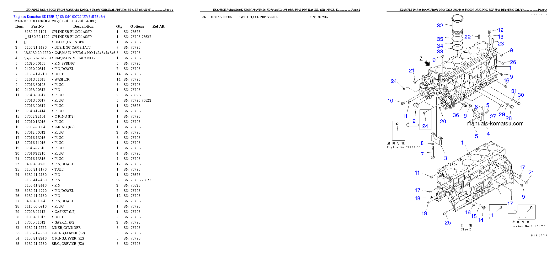 Protected: 6D125E-2J-S5 S/N 60721-UP Partsbook