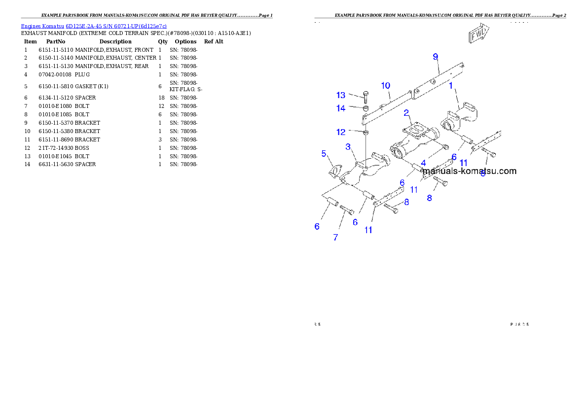 Protected: 6D125E-2A-45 S/N 60721-UP Partsbook