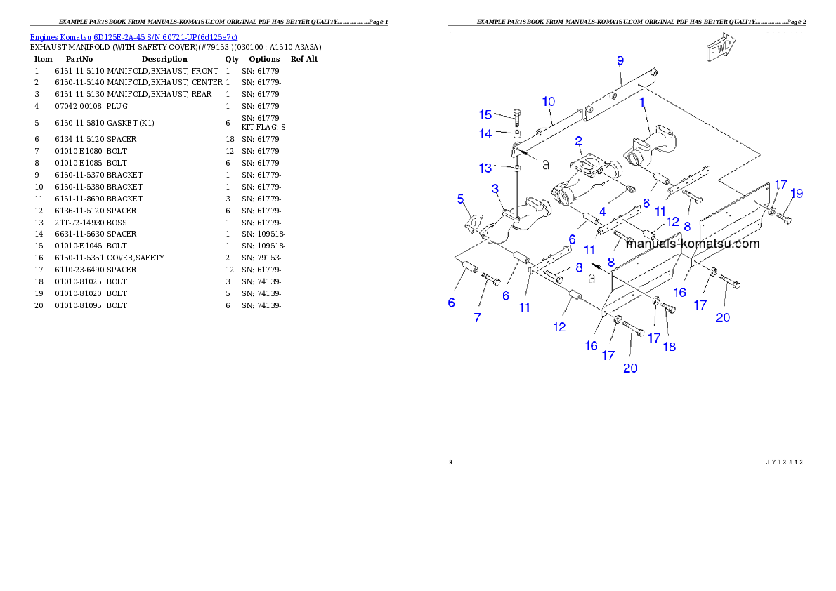 Protected: 6D125E-2A-45 S/N 60721-UP Partsbook