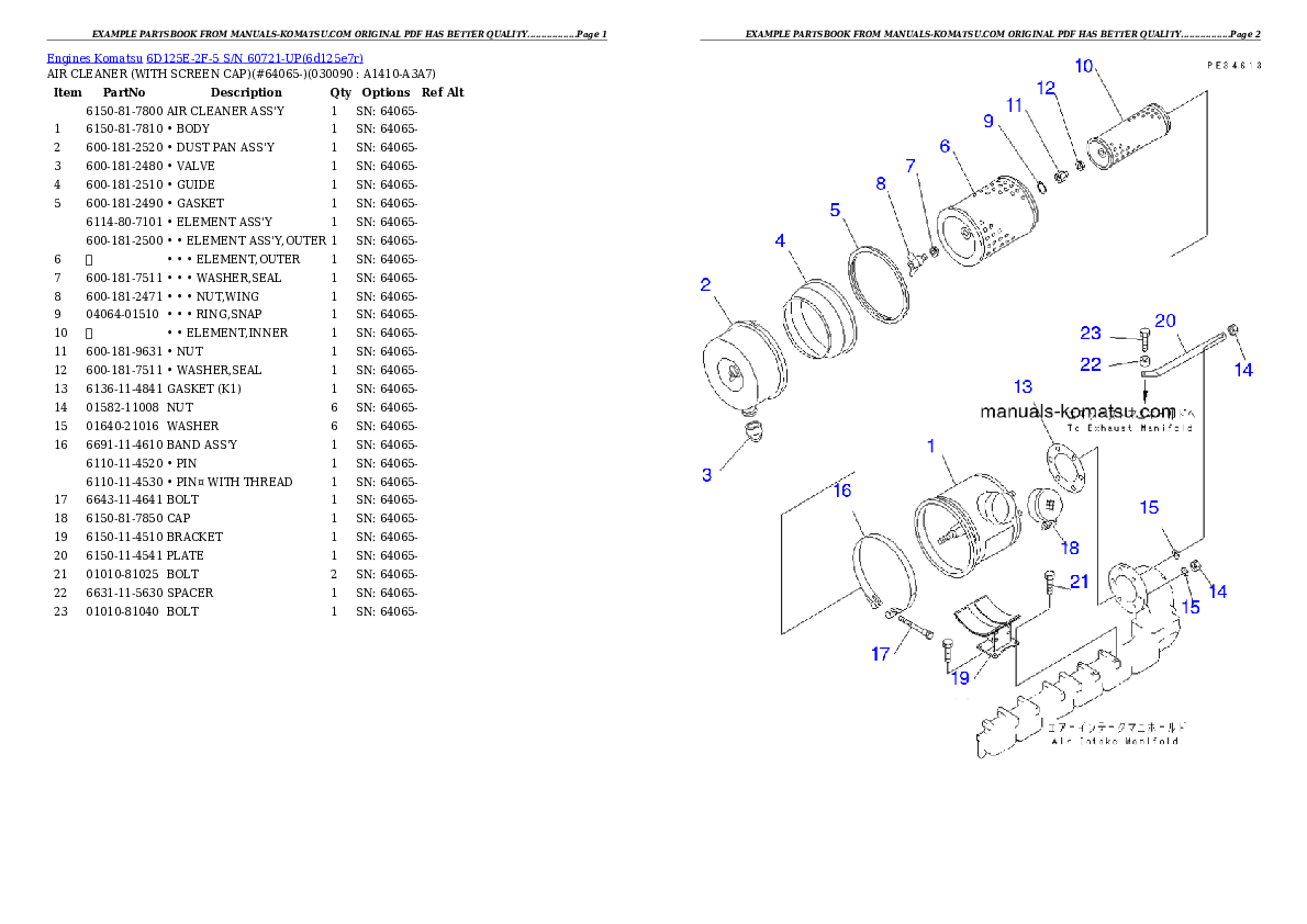Protected: 6D125E-2F-5 S/N 60721-UP Partsbook