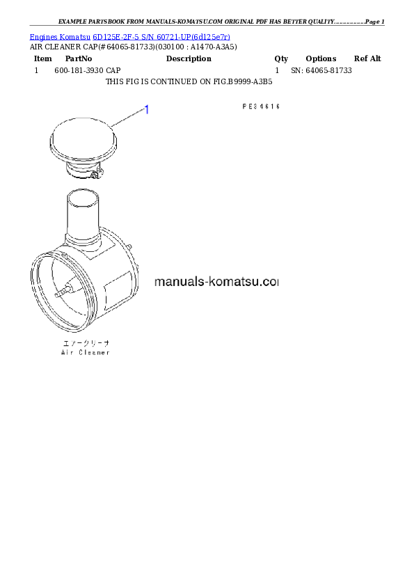 Protected: 6D125E-2F-5 S/N 60721-UP Partsbook