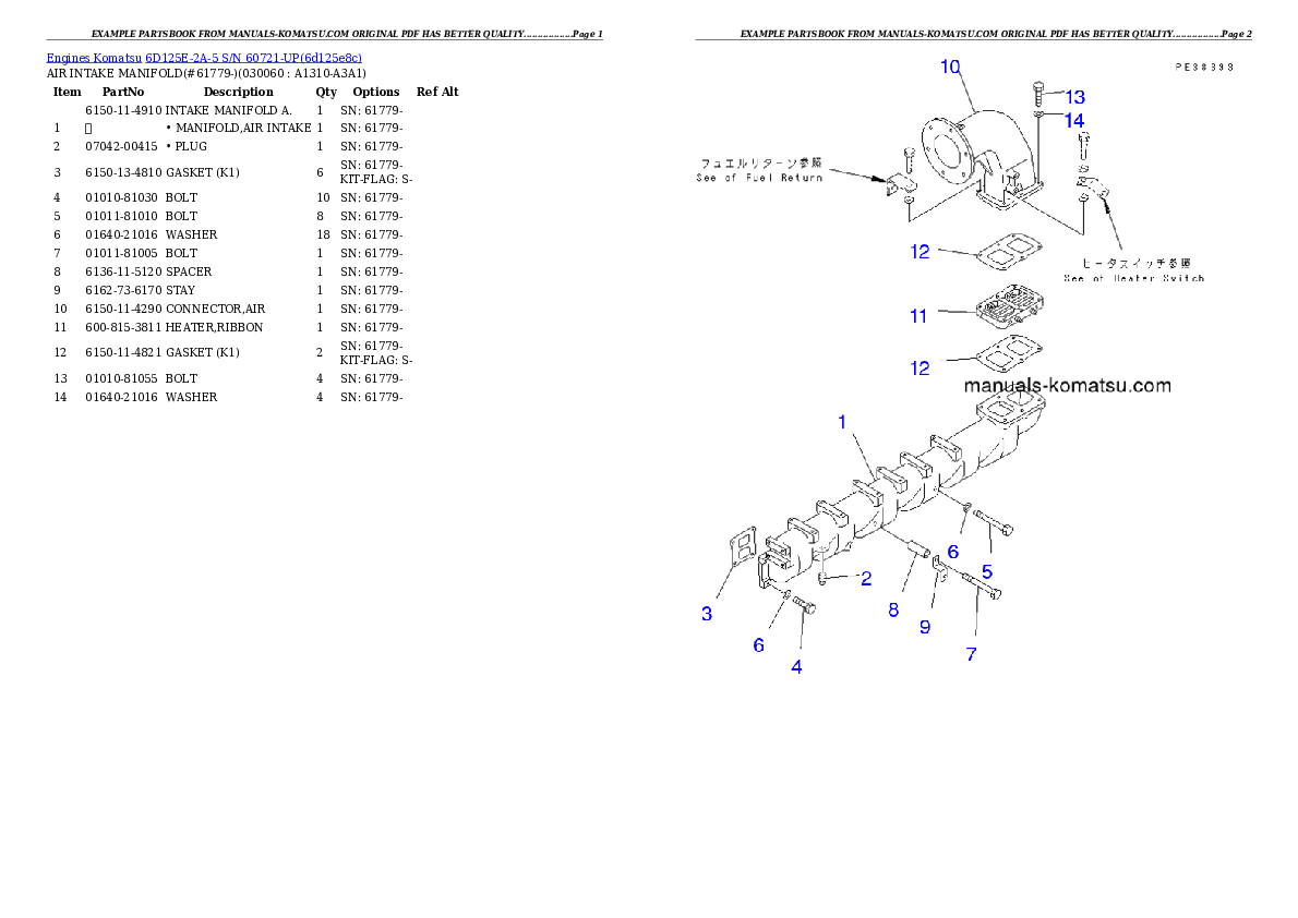 Protected: 6D125E-2A-5 S/N 60721-UP Partsbook