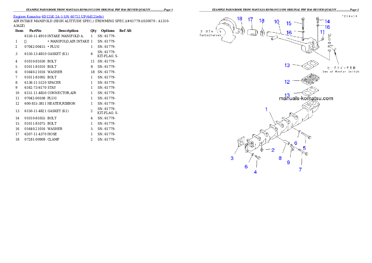 Protected: 6D125E-2A-5 S/N 60721-UP Partsbook