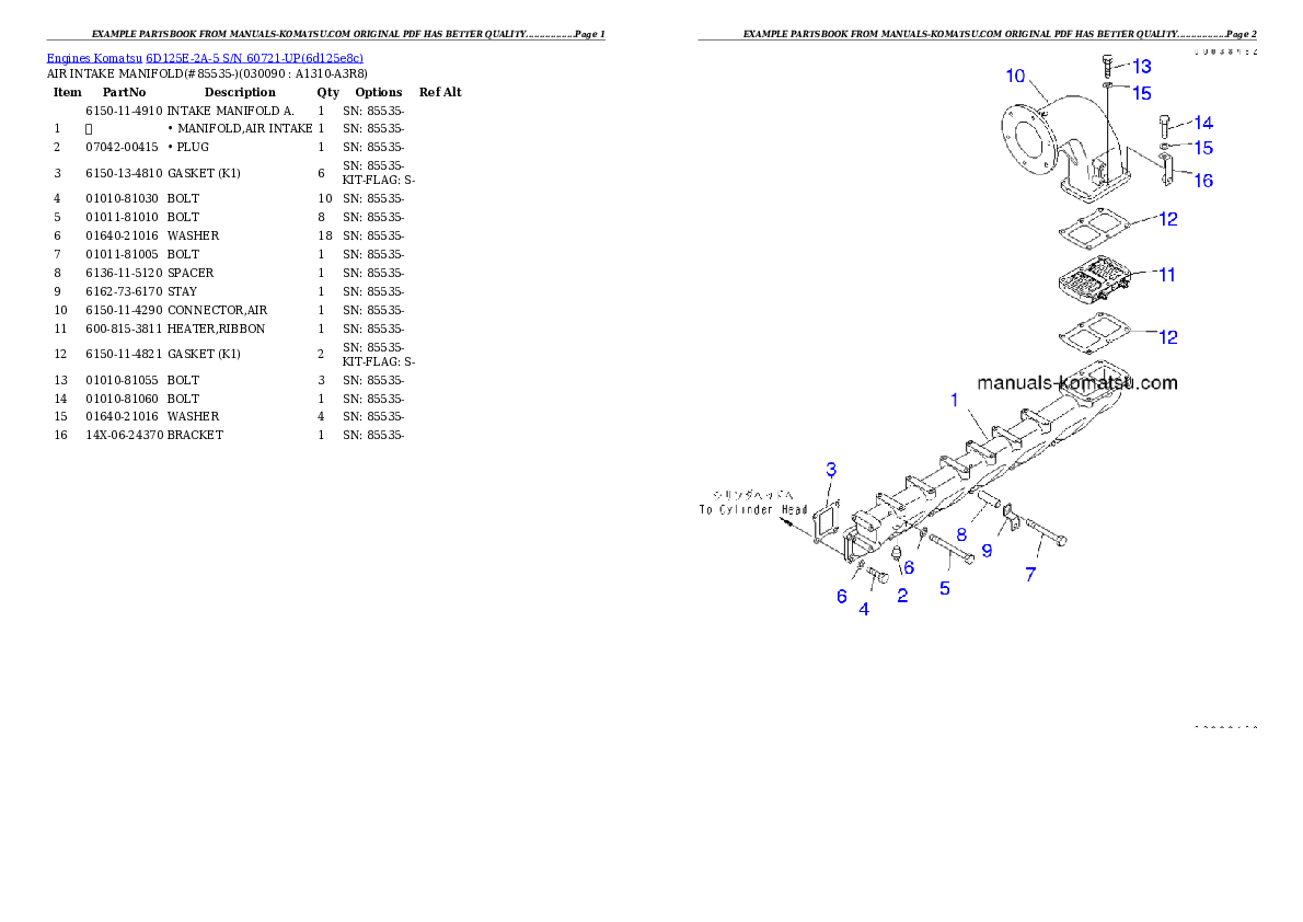 Protected: 6D125E-2A-5 S/N 60721-UP Partsbook