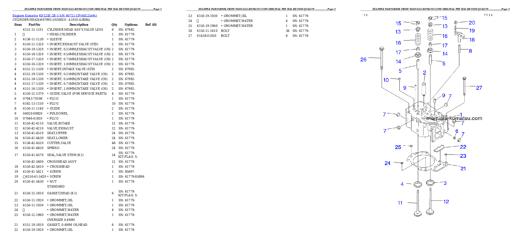 6D125E-2B-5 S/N 60721-UP Partsbook