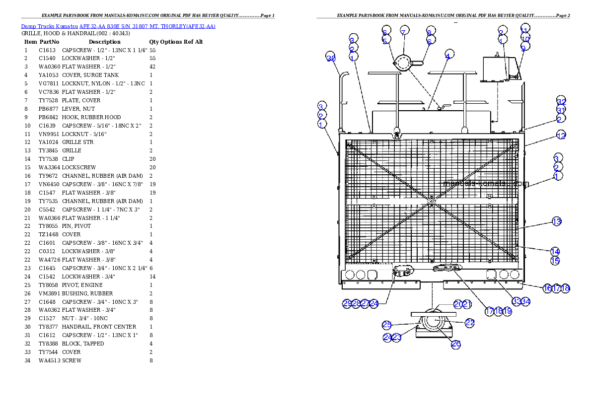 AFE32-AA 830E S/N 31807  MT. THORLEY Partsbook