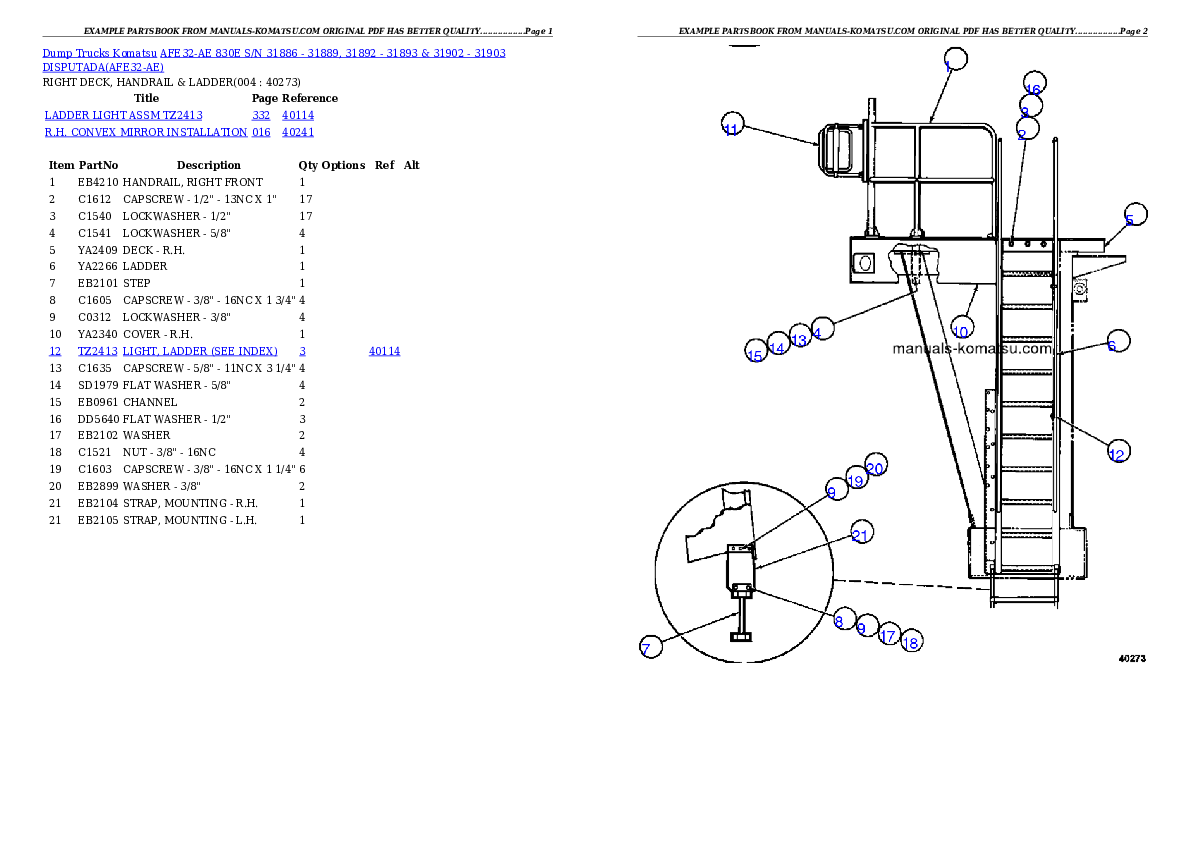 AFE32-AE 830E S/N 31886 - 31889, 31892 - 31893 & 31902 - 31903  DISPUTADA Partsbook