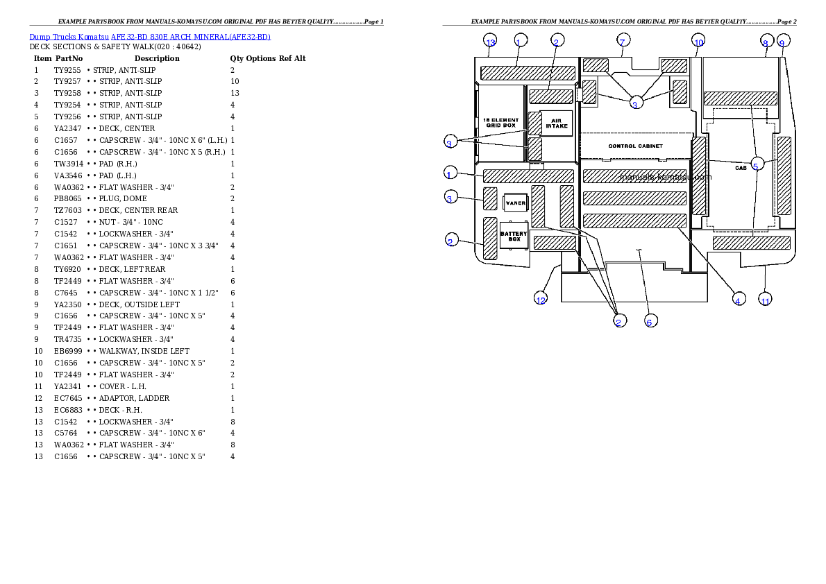 Protected: AFE32-BD 830E                 ARCH MINERAL Partsbook