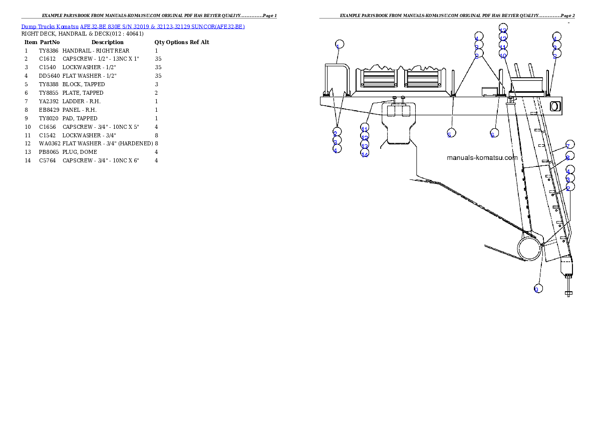 Protected: AFE32-BE 830E S/N 32019 & 32123-32129 SUNCOR Partsbook