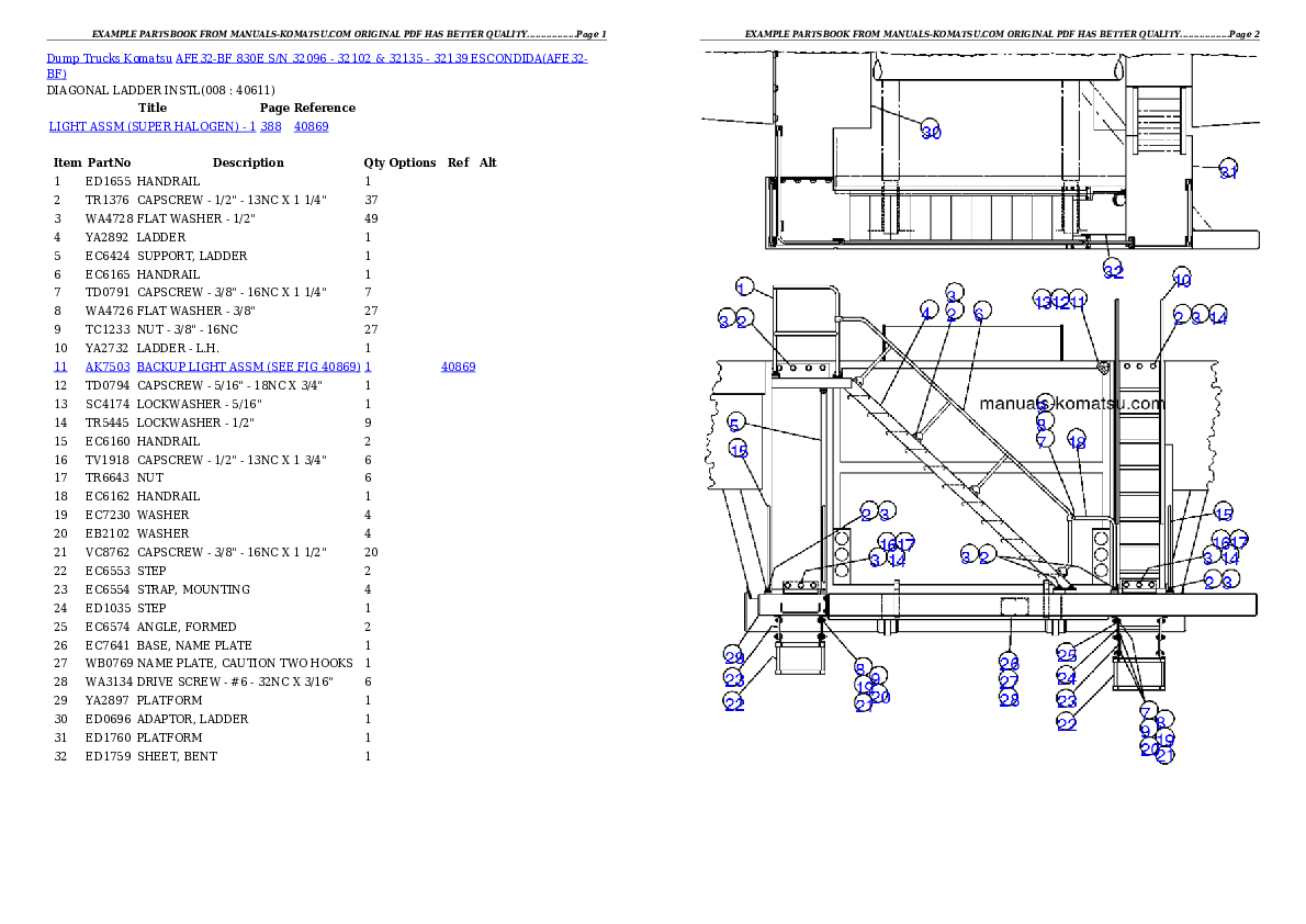 Protected: AFE32-BF 830E S/N 32096 – 32102 & 32135 – 32139     ESCONDIDA Partsbook