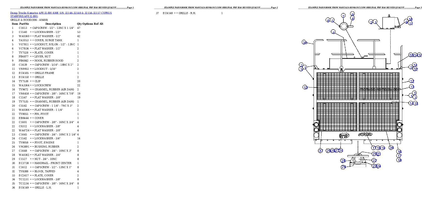 AFE32-BH 830E S/N 32146-32148 & 32156-32157         CYPRUS STARFIRE Partsbook