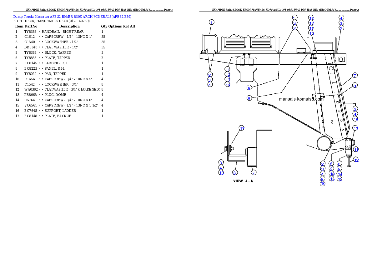 Protected: AFE32-BM/BR 830E                 ARCH MINERALS Partsbook