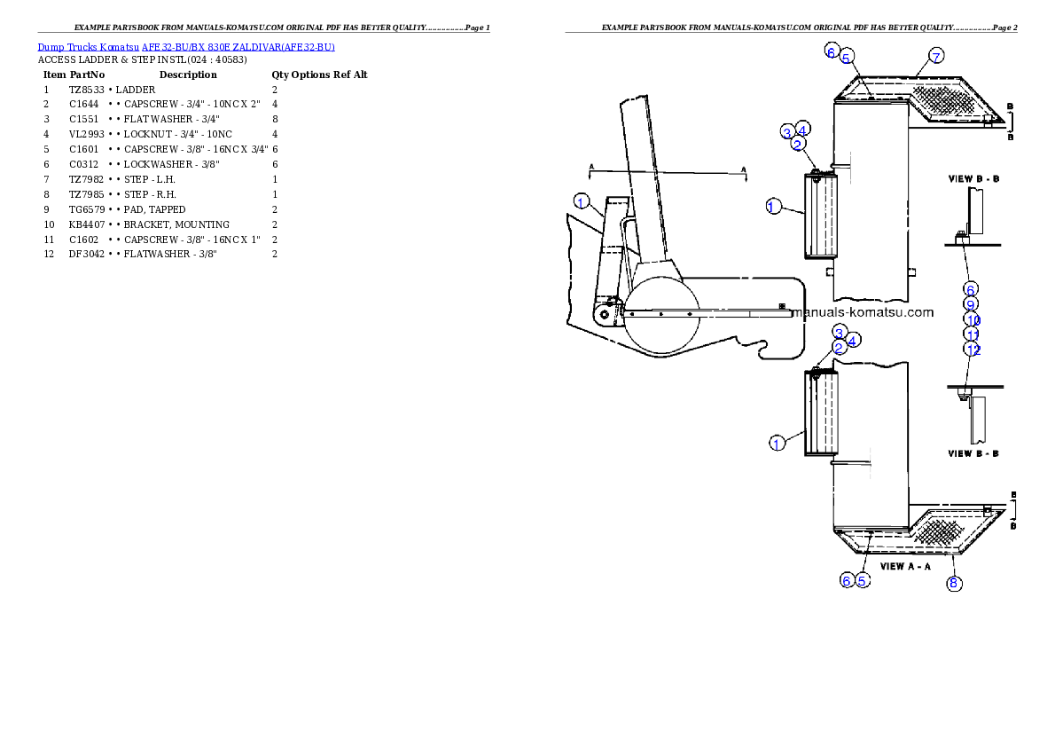 Protected: AFE32-BU/BX 830E                 ZALDIVAR Partsbook