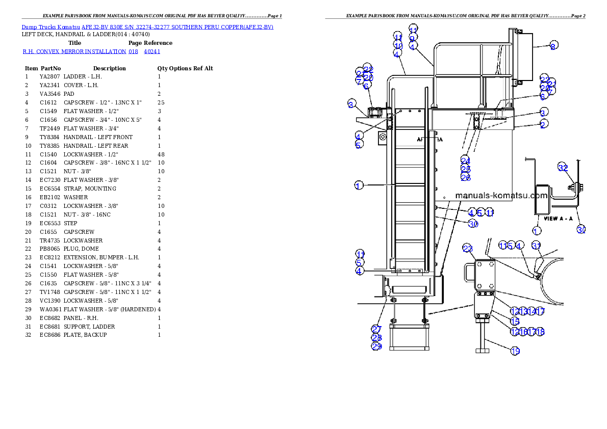 Protected: AFE32-BV 830E S/N 32274-32277   SOUTHERN PERU COPPER Partsbook