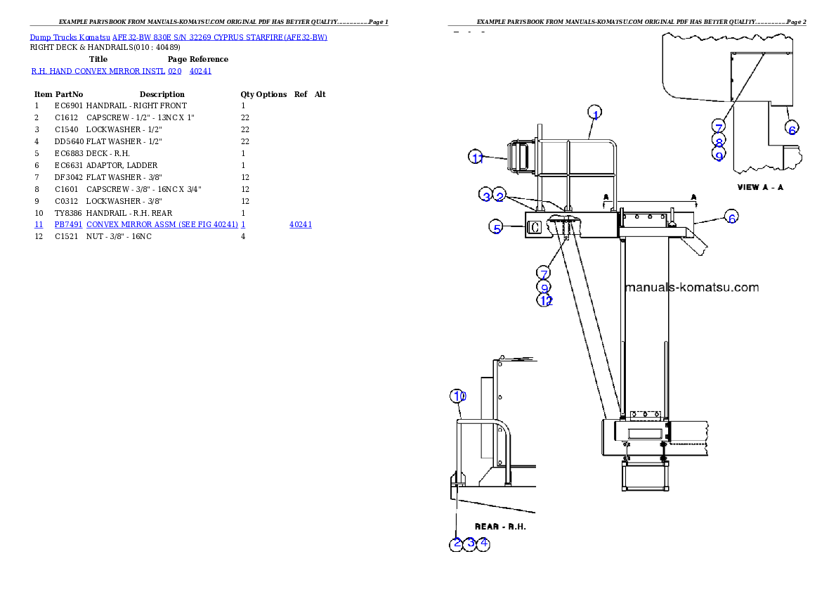Protected: AFE32-BW 830E S/N 32269              CYPRUS STARFIRE Partsbook